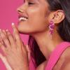 imageBriLove Womens Bohemian Boho Crystal Wedding Bridal Multiple Teardrop Chandelier Long Dangle EarringsHot Pink GoldTone
