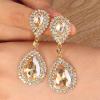 imageBriLove Womens Fashion Wedding Bridal Crystal Teardrop Infinity Dangle EarringsChampagne GoldTone