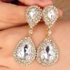 imageBriLove Womens Fashion Wedding Bridal Crystal Teardrop Infinity Dangle EarringsClear GoldTone