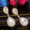 imageBriLove Womens Fashion Wedding Bridal Crystal Teardrop Infinity Dangle EarringsClear GoldTone