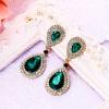 imageBriLove Womens Fashion Wedding Bridal Crystal Teardrop Infinity Dangle EarringsEmerald Color GoldTone