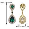 imageBriLove Womens Fashion Wedding Bridal Crystal Teardrop Infinity Dangle EarringsEmerald Color GoldTone
