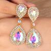 imageBriLove Womens Fashion Wedding Bridal Crystal Teardrop Infinity Dangle EarringsIridescent AB GoldTone