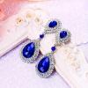 imageBriLove Womens Fashion Wedding Bridal Crystal Teardrop Infinity Dangle EarringsRoyal Blue SilverTone