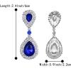 imageBriLove Womens Fashion Wedding Bridal Crystal Teardrop Infinity Dangle EarringsRoyal Blue SilverTone