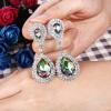 imageBriLove Womens Fashion Wedding Bridal Crystal Teardrop Infinity Dangle EarringsVitrail Medium SilverTone