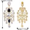imageBriLove Womens Vintaged Style Wedding Bridal Crystal Drop Hollow Chandelier Filigree Dangle EarringsBlack GoldTone