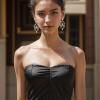 imageBriLove Womens Vintaged Style Wedding Bridal Crystal Drop Hollow Chandelier Filigree Dangle EarringsBlack GoldTone