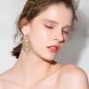 imageBriLove Womens Vintaged Style Wedding Bridal Crystal Drop Hollow Chandelier Filigree Dangle EarringsClear GoldTone