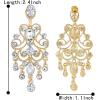 imageBriLove Womens Vintaged Style Wedding Bridal Crystal Drop Hollow Chandelier Filigree Dangle EarringsClear GoldTone