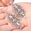 imageBriLove Womens Vintaged Style Wedding Bridal Crystal Drop Hollow Chandelier Filigree Dangle EarringsClear SilverTone