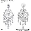 imageBriLove Womens Vintaged Style Wedding Bridal Crystal Drop Hollow Chandelier Filigree Dangle EarringsClear SilverTone
