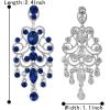 imageBriLove Womens Vintaged Style Wedding Bridal Crystal Drop Hollow Chandelier Filigree Dangle EarringsNavy Blue Antique SilverTone