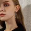 imageBriLove Womens Wedding Bridal Crystal Cluster Teardrop Dangle Earrings02Grey BlackTone