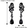 imageBriLove Womens Wedding Bridal Crystal Floral Scroll Chandelier Dangle EarringsBlack BlackTone