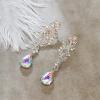 imageBriLove Womens Wedding Bridal Crystal Floral Scroll Chandelier Dangle EarringsColours Clear SilverTone