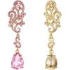 imageBriLove Womens Wedding Bridal Crystal Floral Scroll Chandelier Dangle EarringsPink GoldTone