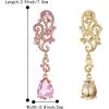 imageBriLove Womens Wedding Bridal Crystal Floral Scroll Chandelier Dangle EarringsPink GoldTone