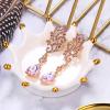 imageBriLove Womens Wedding Bridal Crystal Floral Scroll Chandelier Dangle EarringsPink GoldTone