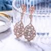 imageBriLove Womens Wedding Bridal Crystal Rhinestone Beaded ClipOn Dangle Earrings03Clear RoseGoldTone