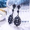 imageBriLove Womens Wedding Bridal Crystal Rhinestone Beaded ClipOn Dangle Earrings06Sapphire Color GoldTone