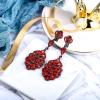 imageBriLove Womens Wedding Bridal Crystal Rhinestone Beaded ClipOn Dangle EarringsRuby Color BlackTone