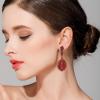 imageBriLove Womens Wedding Bridal Crystal Rhinestone Beaded ClipOn Dangle EarringsRuby Color BlackTone