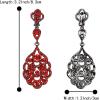 imageBriLove Womens Wedding Bridal Crystal Rhinestone Beaded ClipOn Dangle EarringsRuby Color BlackTone