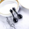 imageBriLove Womens Wedding Bridal Crystal Teardrop Infinity Figure 8 Chandelier Dangle ClipOn EarringsBlack SilverTone