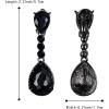imageBriLove Womens Wedding Bridal Crystal Teardrop Infinity Figure 8 Chandelier Dangle ClipOn EarringsBlack SilverTone