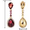 imageBriLove Womens Wedding Bridal Crystal Teardrop Infinity Figure 8 Chandelier Dangle ClipOn EarringsDeep Amethyst Color GoldTone