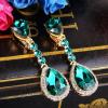 imageBriLove Womens Wedding Bridal Crystal Teardrop Infinity Figure 8 Chandelier Dangle ClipOn EarringsEmerald Color GoldTone