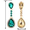 imageBriLove Womens Wedding Bridal Crystal Teardrop Infinity Figure 8 Chandelier Dangle ClipOn EarringsEmerald Color GoldTone