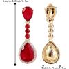 imageBriLove Womens Wedding Bridal Crystal Teardrop Infinity Figure 8 Chandelier Dangle ClipOn EarringsRuby Color GoldTone