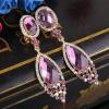 imageBriLove Womens Wedding Bridal Infinity Figure 8 Crystal Teardrop Chandelier Dangle ClipOn EarringsAmethyst Color GoldTone