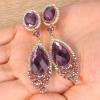 imageBriLove Womens Wedding Bridal Infinity Figure 8 Crystal Teardrop Chandelier Dangle ClipOn EarringsAmethyst Color GoldTone