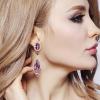 imageBriLove Womens Wedding Bridal Infinity Figure 8 Crystal Teardrop Chandelier Dangle ClipOn EarringsAmethyst Color GoldTone