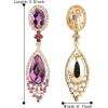 imageBriLove Womens Wedding Bridal Infinity Figure 8 Crystal Teardrop Chandelier Dangle ClipOn EarringsAmethyst Color GoldTone