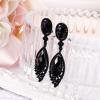 imageBriLove Womens Wedding Bridal Infinity Figure 8 Crystal Teardrop Chandelier Dangle ClipOn EarringsBlack BlackTone