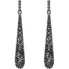 imageBriLove Wedding Bridal Elegant Crystal Beaded Teardrop Long Dangle Earrings for WomenLight Black BlackTone