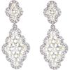 imageBriLove Wedding Bridal Simulated Pearl Earrings for Women Crystal Hollow Rhombus Chandelier Dangle Jewelry Clear SilverTone Ivory Color