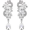 imageBriLove Womens Bohemian Boho Crystal Flower Wedding Bridal Chandelier Teardrop Bling Dangle Earrings01Clear SilverTone