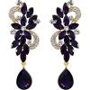imageBriLove Womens Bohemian Boho Crystal Flower Wedding Bridal Chandelier Teardrop Bling Dangle Earrings02Amethyst Color GoldTone