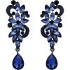 imageBriLove Womens Bohemian Boho Crystal Flower Wedding Bridal Chandelier Teardrop Bling Dangle Earrings03Navy Blue BlackTone