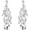 imageBriLove Womens Bohemian Boho Crystal Multi Teardrop Filigree Cluster Chandelier Dangle Earrings05Clear SilverTone