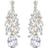 imageBriLove Womens Bohemian Boho Crystal Multi Teardrop Filigree Cluster Chandelier Dangle Earrings06Clear GoldTone