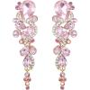 imageBriLove Womens Bohemian Boho Crystal Wedding Bridal Multiple Teardrop Chandelier Long Dangle EarringsPink GoldTone