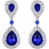 imageBriLove Womens Fashion Wedding Bridal Crystal Teardrop Infinity Dangle EarringsRoyal Blue SilverTone