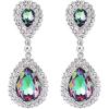 imageBriLove Womens Fashion Wedding Bridal Crystal Teardrop Infinity Dangle EarringsVitrail Medium SilverTone