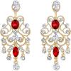 imageBriLove Womens Vintaged Style Wedding Bridal Crystal Drop Hollow Chandelier Filigree Dangle EarringsRuby Color GoldTone